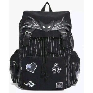 The Nightmare Before Christmas Jack Skellington Patches Slouch Backpack Black